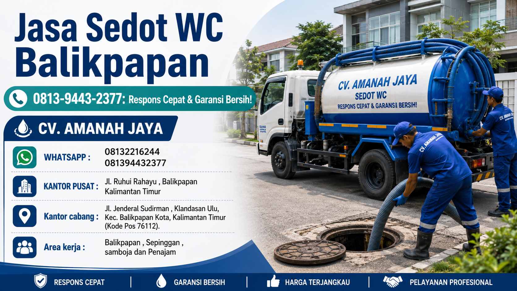 Jasa Sedot WC Balikpapan 0813-9443-2377: Respons Cepat & Garansi Bersih!